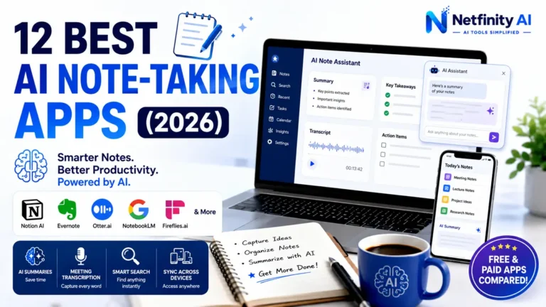 Best AI note-taking apps in 2026 compared for students and professionals, featuring AI summaries, meeting transcription, smart search, and productivity tools.